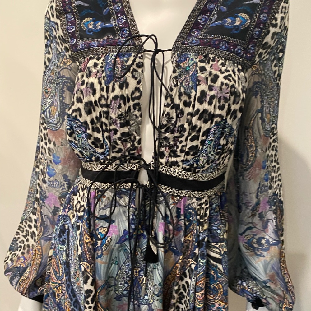 Camilla crepe de chine tasseled dress new M - Picture 6 of 13
